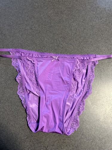 Victoria S Secret Smooth Lace Mini String Bikini Panty Silky Purple Nwt Med Ebay