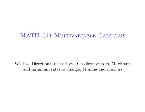 MATH1011 Wk4 Week 4 Lecture Notes For MATH1011 MATH1011