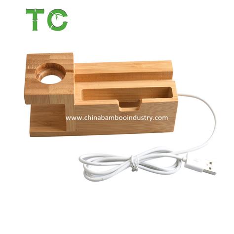 Wholesale Bamboo Wood Charging Station With 3 USB Power Ports China