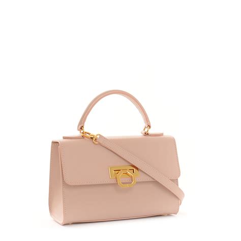 Sofia Leather Handbag Lush Calfskin Nude Carbotti