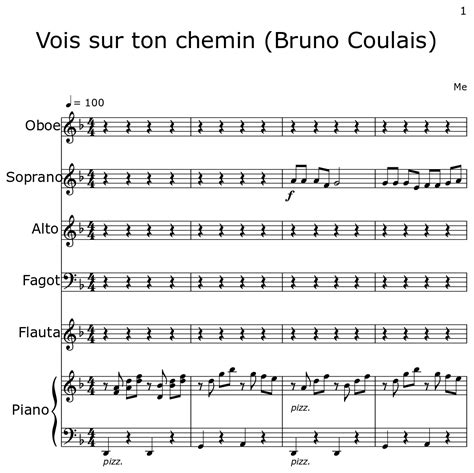 Vois Sur Ton Chemin Bruno Coulais Sheet Music For Oboe Violin