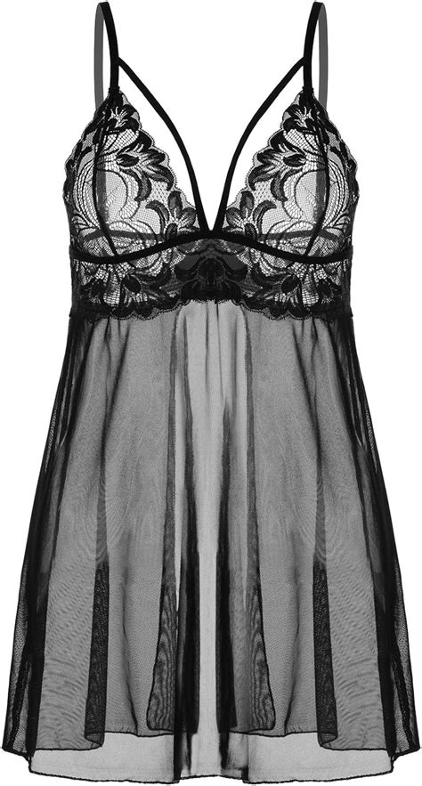 Adorneve Femme Nuisette Bretelle Sexy Ouverte Derri Re Lingerie Babydoll Dentelle Amazon Fr Mode