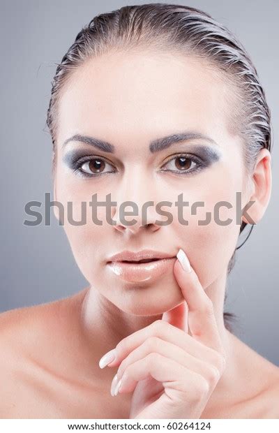 Passionate Brunette Woman Holding Finger Near Stock Photo Shutterstock