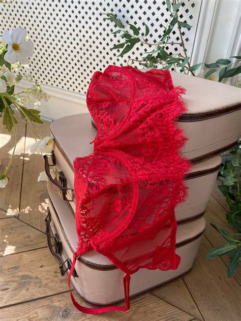 Sexy Lingerie Red Lace Lingerie Set Corset Lingerie Bustier Etsy