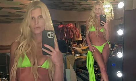 Jessica Simpson Displays Her Toned And Tanned Body In A Sexy Lime Green SKIMS Bikini Daily