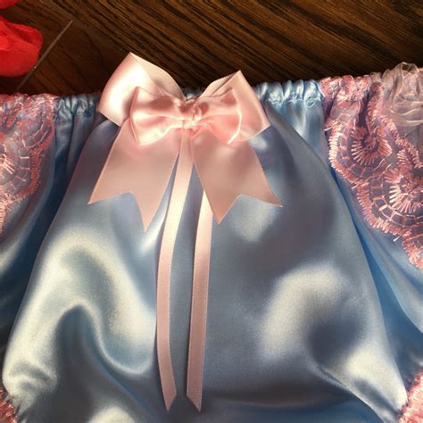 Baby Blue Satin Panties Feminine Bikini Knickers Roses Etsy UK