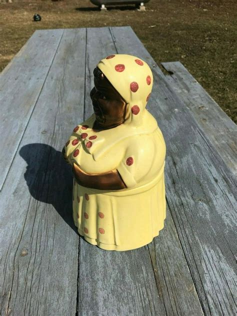 Vintage Rare Mammy Cookie Jar Morton Pottery Yellow Polka Dot 1930s 1940s 2001901109