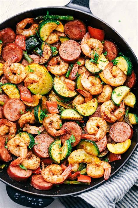 Cajun Shrimp And Sausage Vegetable Skillet Recipe Ocean