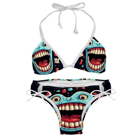 Tiny Teeth Stylish Bikini Set With Detachable Sponge Adjustable Strap Pack One Piece