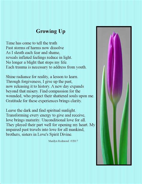 Marilyn Redmond Books Growing Up Poem