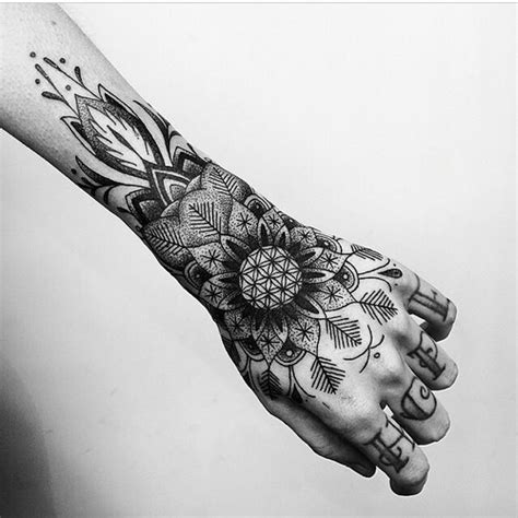 Solid Black Mandala Tattoo On The Hand Tattoogrid Net