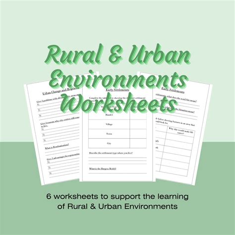 Geography Rural And Urban Environments Worksheets Made By Teachers