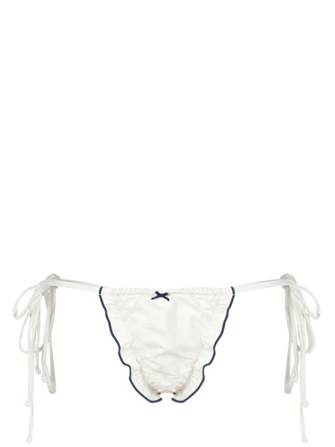 Frankies Bikinis White Tidal Side Tie Bikini Bottoms Browns