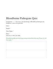 Bloodborne Pathogens Quiz MSN FNP Pdf Bloodborne Pathogens Quiz Total