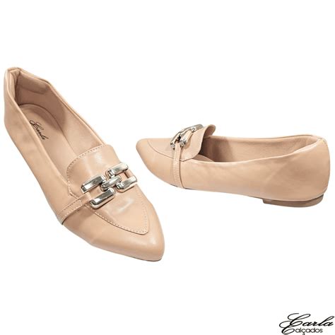 Sapatilha Mocassim Nude Fivela Numeração Especial Carla Calçados