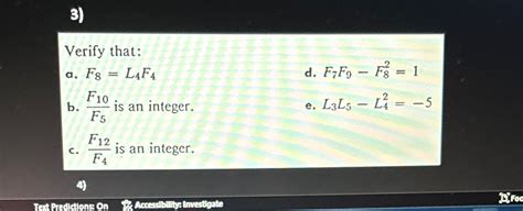 Solved Verify that:a. F8=L4F4d. F7F9-F82=1b. F10F5 ﻿is an | Chegg.com