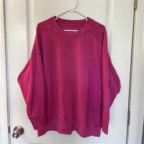 HOT PINK AERIE CREWNECK Oversized Lightly Worn Depop