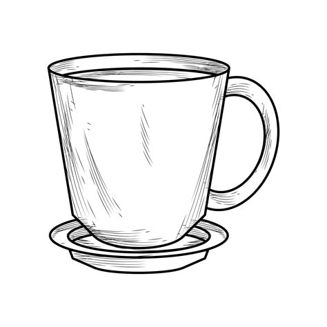 Premium Vector | Coffee cup draw porcelain illustration isolated