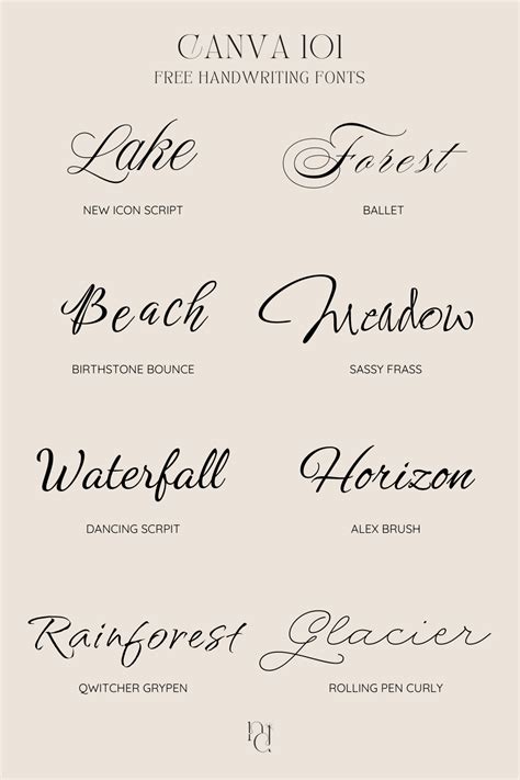 handwriting fonts  canva nature inspired typography yazi