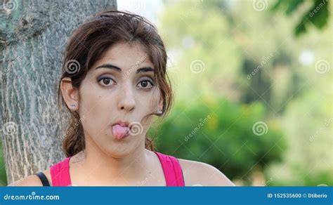 Latina Adult Female Making Funny Faces Stock Photo Image Of Happy Latino