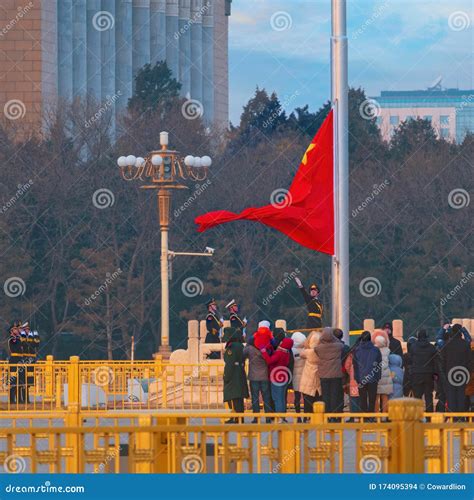 The Flag Raising Ceremony at Tiananmen Square in Beijing, China
