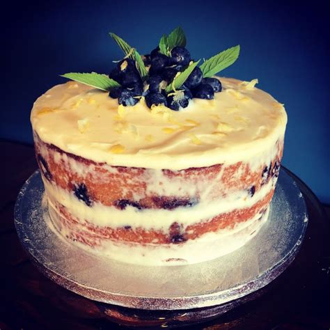 Lemon Blueberries Naked Cake Desserts Baking Food