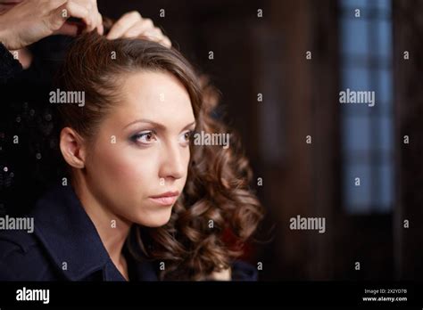 Making Up Actress Before Shooting Musical Clip Stock Photo Alamy