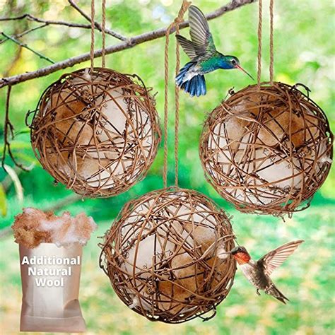 YYK Set of 3 Globe Hummingbird Nesters - Bird Nesting Material Holder ...