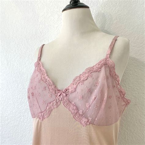 Vintage 1980s Vanity Fair Nude Pink Lace Slip Dress Etsy