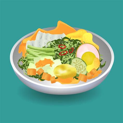 Premium Vector Gado Gado Indonesia Food Stock Vector Illustration