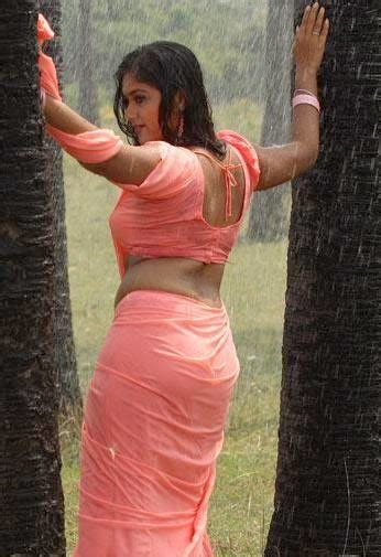 Meghana Raj Hot Back In Wet Saree Photos Mallu Actress SAREE BELOW