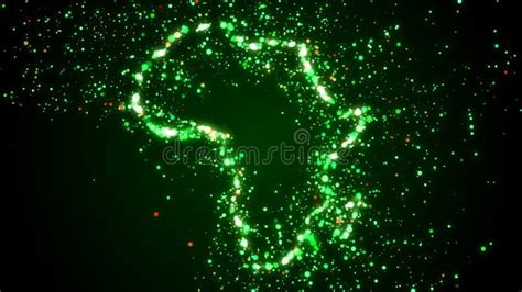 Abstract Green Magic Shiny Africa Continent Map Dotted Lines Silhouette ...