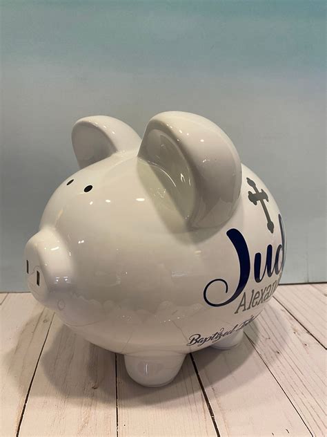Personalized Large Piggy Bank Baptism Piggy Bank Piggy Bank Etsy