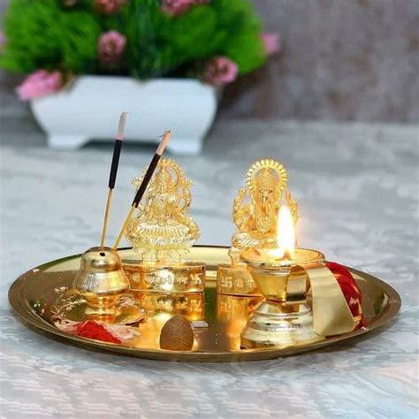 Brass Puja Thali, 10 Inches at ₹ 1000/piece in Bokaro Steel City | ID: 21350516355