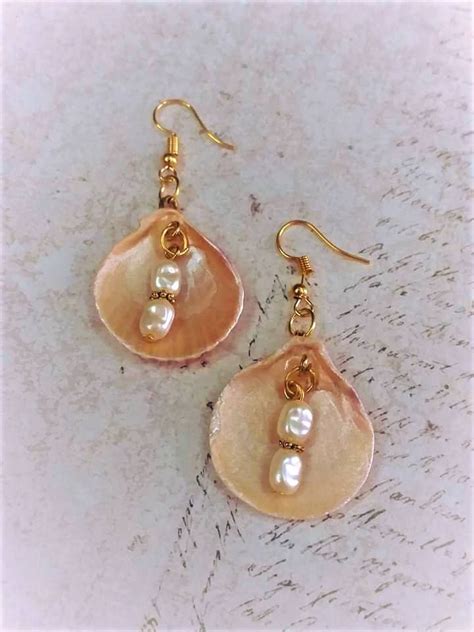 Earrings Made Of Natural Scallops Gold Earrings Jewelry Made Of