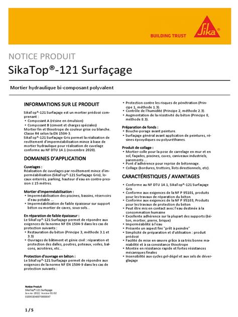 Sikatop 121 Surfacing Pdf