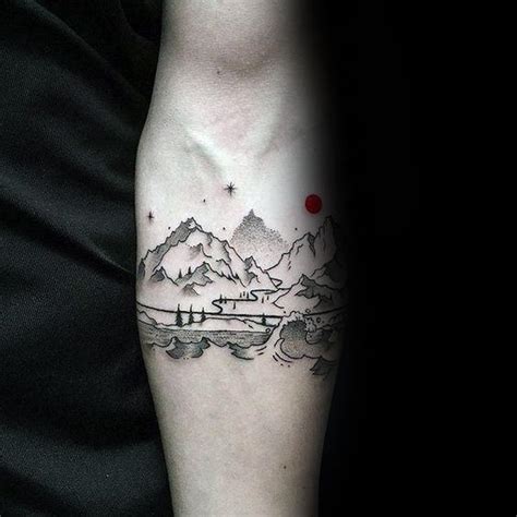 Awesome Mountain Wave Tattoo Ideas For Men