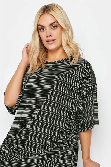 Yours Plus Size Black Striped Oversized Boxy T Shirt Yours Clothing