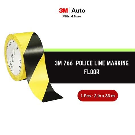 Jual 3M 766 Lakban Police Line Tape Marking Floor Hitam Kuning 2 X