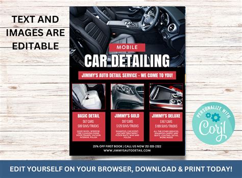 Mobile Car Detail Service Car Wash Car Repair Flyer Auto