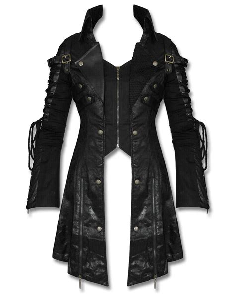 Punk Rave Poison Black Womens Jacket Coat Goth Steampunk Faux Leather