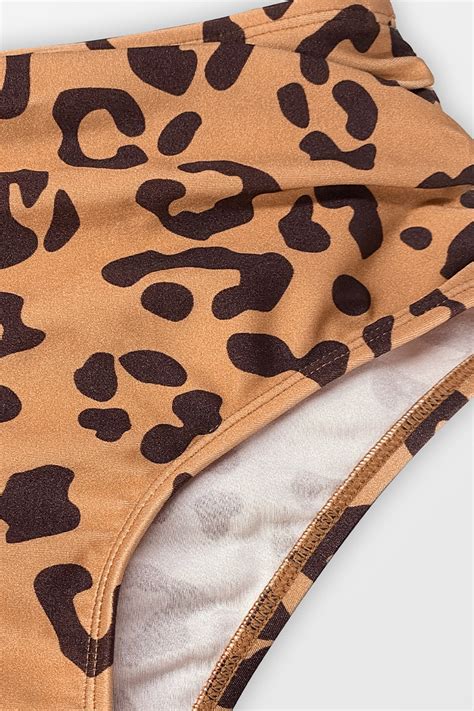 Jungle Cheetah Ruffle Triangle High Waist Bikini Set For Girls