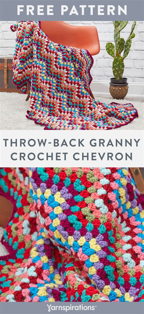 Free Throw Back Granny Chevron Crochet Pattern Using Red Heart With