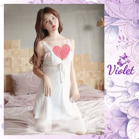 Jual Violet Lingerie Seksi Gaun Mini Tali Spaghetti Baju Tidur Renda Satin 1250 Shopee Indonesia