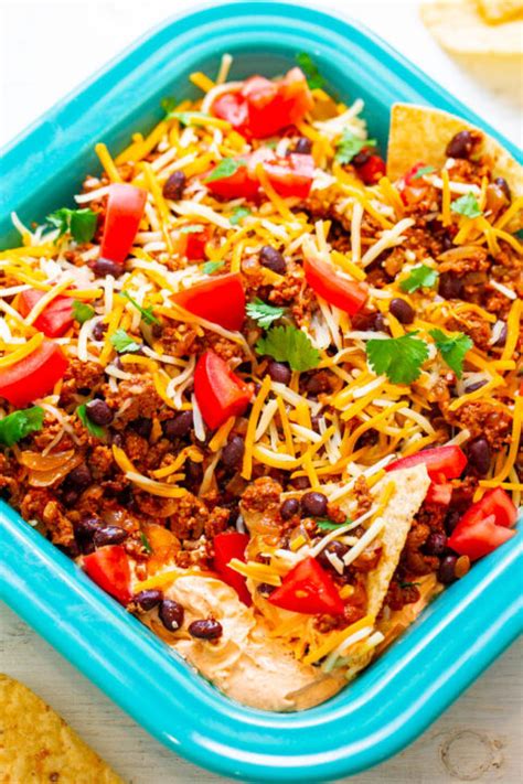 Easy Layered Ground Beef Taco Dip Averie Cooks