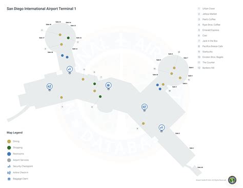 San Diego Airport San Terminal Maps Airport Guide