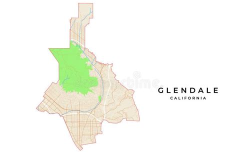 Vector Map Of Glendale California Usa Stock Vector Illustration Of