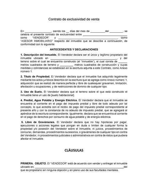 Modelo De Carta Para Rescision Un Contrato De Exclusividad