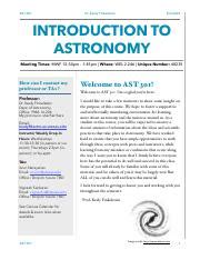 Comprehensive Guide to AST 301: Introduction to Astronomy by Dr ...