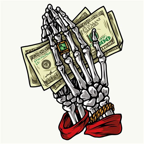 Skeleton Hands With Dollars Vector Ideias De Desenhos Para Tatuagens